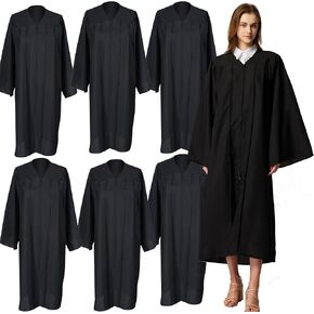 MyGradDay Unisex Matte 7 Pcs Matte Black Graduation Gown for High School & Bachelor | Choir Robes for Church | Judge Robe