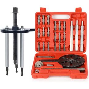 21 in1 Bearing Puller Set Inner Hole Three-Jaw Puller with Curved Hook and Steel Collet Multifunctional Bearing Removal Tool with Portable Storage Case Red