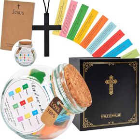 Bible Verse Jar -Birthday Gifts for Women, Graduation Gift for Her, Christian Gift for Women, Men, Father's Day Gifts For Dad, Read Me When Bible Verses Jar, Religious Bible Accessories