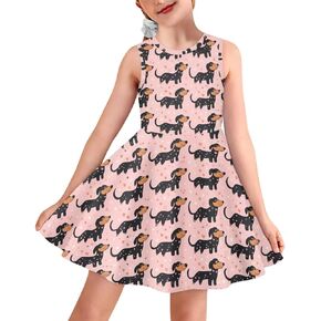 Dresses for Girls Summer Sleeveless Crew Neck Sundresses Midi Sun Dresses Beach Flowy Dresses