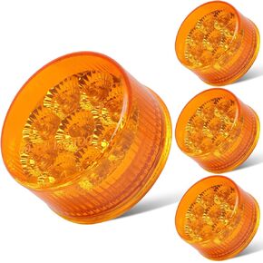 4x 2 inch Trailer Round Amber 9LED Side Marker Light 2" LED Round Clearance Side Marker Light s w/Reflectors for Truck Trailer RV Tractor, Sealed Waterproof, 12V