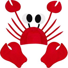 Crab Costume Accessories, Crab Costume with Adjustable Crab Hat Claws Gloves for Adults Cosplay Theme Party