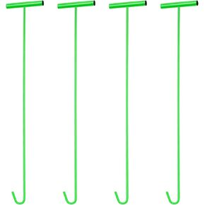 Zonon 4 Pack 31" Green Fifth Wheel Puller 5th Wheel Pin Puller Solid Steel Chrome Plated 5th Wheel Puller Heavy Duty Portable Type Lifting Hooks for Pulling Storm Drain Manhole Covers