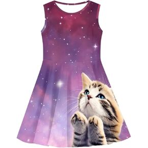 KiuLoam Cute Sleeveless Dresses for Girls Summer A-Line Dress Casual Sundress for 3-16