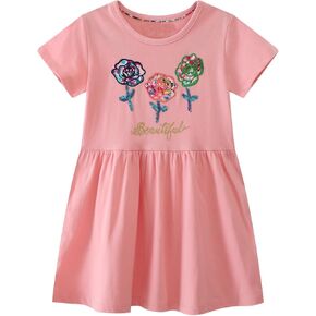 Youlebao Toddler Girls Cotton Tertedique Therex Short Sleeve Dressal Dress