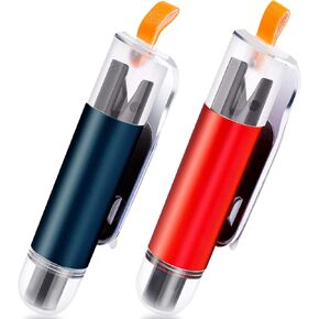 Mini Car Safety Hammer One Second Rescue Escape Tool Spring Type Glass Breaker for Land and Underwater 2 Pieces Blue Red