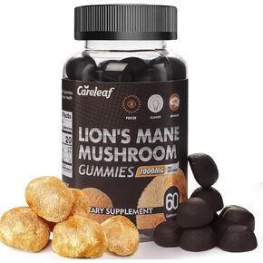 Lions Mane Mushroom Gummies for Nootropic Brain Supplement, Immune Support,Stress Relief Mushroom Supplement Berrry Flavor 60 Count