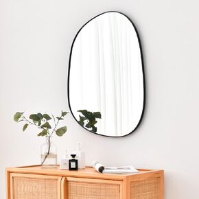 Asymmetrical Wall Mirror for Decor 20"*25", Modern Black Framed Wall Mirror for Living Room Bathroom Bedroom Entryway ELE-STOU-0066B