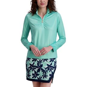 Stella Parker Long Sleeve Quarter Zip Tennis-Golf Polo Top-Upf+، فتل سريع ، رطوبة رطوبة