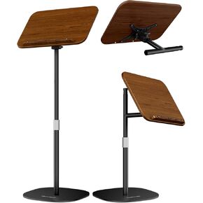 2 in 1 Dual-use Floor Book Stand & Desktop Book Stand,Height Adjustable from 33-63in, Adjustable Book Holder with Elastic Page Clips for Music Scores, Recipe, Tablet, Laptop