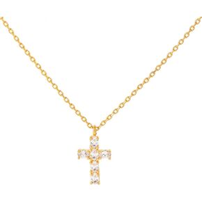 BLANK SLATE Dainty Adjustable Mini Cross Rhinestone Necklace