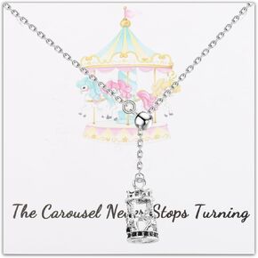 WUSUANED The Carousel Inspirational Necklace The Carousel Never Stops Turning Carousel Horse Jewelry Funny Inspirational Gift For Women