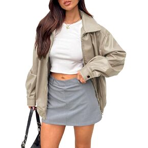 نساء عتيقة من الجلد الضخم سترات القاذفة zip up دراجة نارية سترة راكب الدراجة النارية معطف بارد ملابس معطف