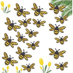 24PCS Glitter 3D Bee Stickers, 2 Sizes Realistic Honeybee Wall Decal Removable Bumble Bees Decor Double Layer Honey Bee Clings for Party Home Windows