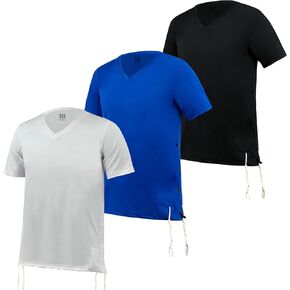 جاف مناسب Kosher Tzitzit T-Shirt v الرقبة بواسطة Melechet Machshevet Judaica-تنفس القماش الرياضي الرطوب.