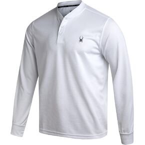 Spyder Mens Thermal Long Sleeve Shirt - Moisture Wicking Henley Shirts for Men with UP 30 Dri Fit Long Sleeve Shirts for Men