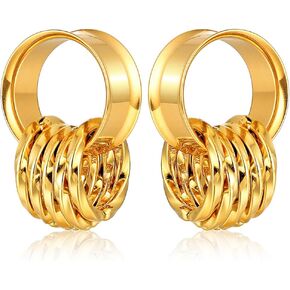 2 PCS Ear Gauges with 10 twisty rings ear weight Hypoallergenic 316 Stainless Steel Ear Stretchers Plus Tunnels (0G-1") 8mm-25mm 00G Body Piercing Jewelry