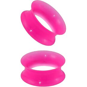 2PCS Ear Gauges Ultra Thin Silicone Flexible Ear Tunnels Plugs Soft Silicone Double Flared Flesh Stretchers Expander Ear Gauges Hollow Body Piercing Jewelry for Women Men 8G-1&1/8" 3-28mm