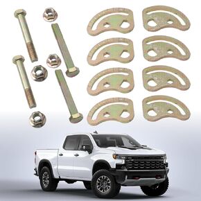 KR0026 4PCS CAMBER BOLT KIT ، KAMBER KIT متوافقة مع 2001-2010 شيفروليه/GMC 1500HD 2500HD 3500 شاحنات ، 1999-2018 شيفروليه/GMC 15002003-2009 هومر H2T ، بوالدت ذراع التحكم العليا ± 1.5 درجة.