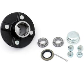 FKG Trailer Hub Kit 4 Bolt on 4 Inch Circle Fit for 2,000 lb. axles with 1" Straight Spindle