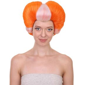 HPO Adult Women's Evil Stepmother Heart-shaped Pompadour Multiple Color Options Wig, Capless Cap Design for Comfort (Grey & Silver)