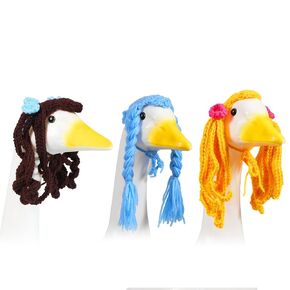3 Pcs Porch Goose Wigs, Porch Goose Outfits Cute for 17'' 23'' Porch Goose Braid Accessories Crochet Hook Portico Goose Wig for Lawn Garden