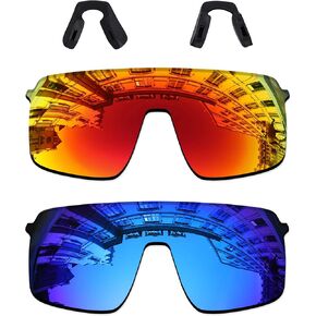 2 Pieces Lens Replacement for Oakley Sutro Lite Sunglass OO9463 Fire Red & Ice Blue Polarized UV400 Protection Lenses