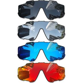 4 قطع العدسات البديلة للاستبدال لنظارات أوكلي الفك OO9290/Jaw-Breaker Asian Fit OO9270 نظارة شمسية-أسود + سيلفر التيتانيوم + جليد أزرق + حمراء حمراء