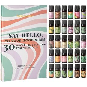 Folkulture Fall Essential Oils Set for Diffuser for Home | Set of 30 Pure Essential Oils | Diffuser Oil Scents - 100% Natural and Organic | Lavender, Vanilla, Patchouli, Peppermint, Rosemary