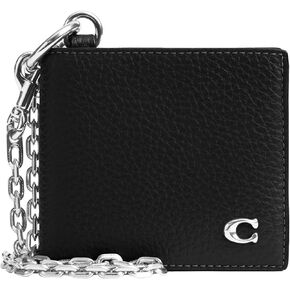 COACH Men's Billfold Wallet with Chain, Black, One Size