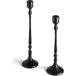 Cast Iron Candle Holder Set of 2, Modern Iron Candle Holders, Candle Sticks Holder Decor, Tall Taper Candle Holders for Candlesticks, Candle Stick Holders