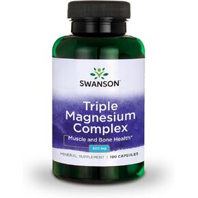 Swanson Triple Magnesium Complex - Mineral Supplement - Natural Support - Featuring Citrate, Oxide & Aspartate - (100 Capsules, 400mg Each)