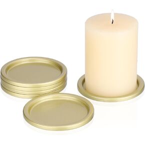 OwnMy 3PCS Iron Candle Holders for Pillar Candles, 3 Inch Metal Pillar Candle Plates and Trays, Small Round Tealight Holders Elegant Candle Stands Bases for Wedding Dining Table Centerpieces, Black