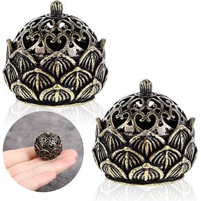 2Pcs Mini Lotus Incense Burner, Small Brass Flower Incense Holder Vintage Incense Cone Burner for Bedroom Kitchen Teahouse Office Home Decor Yoga Spa Mediation