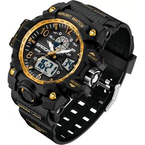 Gosasa Womens Digital Sports Watch 5ATM Waterproof Watch LED Light Large Face Analog Multifunctional Wrist Watches with Alarm Stopwatch Calendar Hourly Chime