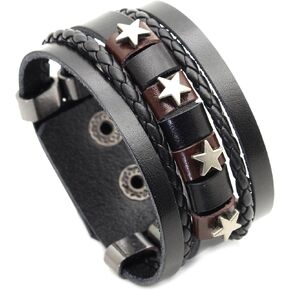 Vjosa Punk Rock Vintage Alloy Star Wide Cuff Bracelet