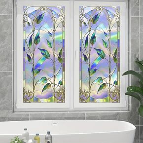 نافذة زجاجية ملونة فيلم شاطئية شاطئ غروب الشمس Static Cling Window Sticker 17.7x39.3 بوصة مضادة للأشعة الغامضة بلوك المنزل الديكور