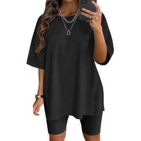 Vnira Plus Size T Shirt للنساء القطن الضخم الحجم القصير لأكمام التمرين من أعلى إلى جانب قميص تونك الأساسي غير الرسمي