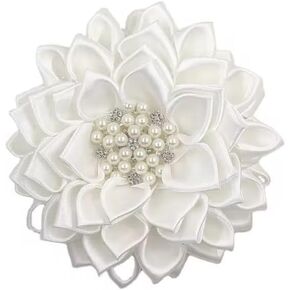 White 4.5" Sorority Paraphernalia Flower Brooch Pin for Women Greek, Sorority Inspired for D9 Events, Conferences, Luncheons, Mother's Organizations, Ceremonial Occassions
