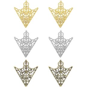 WCRAZYE Retro Hollow Pattern and Angle Triangle Collar Pins for Men Women Fashion Simple Gold Silver Palace Brooch Clip Pin Brooches Buckle Shirt Collar Decoration Parts