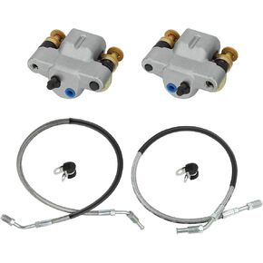 Front Brake Calipers & Hose Lines for Polaris Trail Boss 250 350L 400L 2x4 Xpress 300 400 Xplorer 300 Magnum 425-2x4 Sportsman 335 Trail Blazer 250 Sport 400L Scrambler 400 500 Big Boss 250 300 6x6