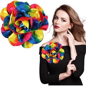 7.5in Extra Large Rose Brooch Exquisite Shiny Satin Camellia Brooch Oversized Flower Brooch Lapel Pin,Suitable For Women Dance Banquet Wedding Hair Clothing Accessories (Sapphire Blue)