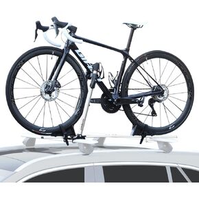 Bike Roof Rack Mount Lightweight Aluminum Bicycle Carrier with Secure Locking Foldable Upright Rooftop Bike Rack 1 Bike Carrier for Car SUV Silver
