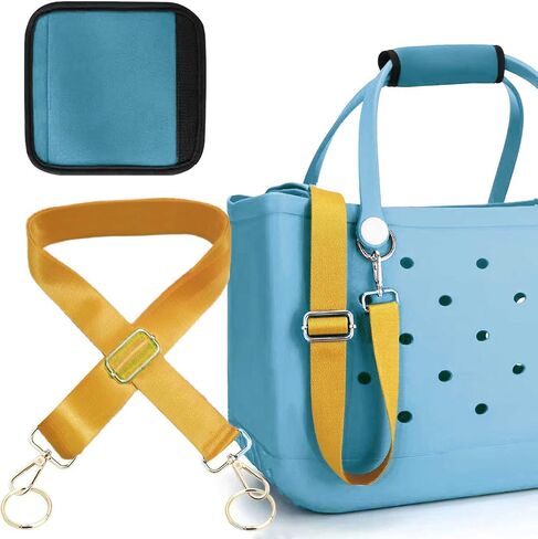 Multi-Purpose Strap Set for Bogg Bag, Adjustable Crossbody Strap + Neoprene Handle Bag, Travel and Beach Essentials Non-Slip Compression Shoulder Strap Accessory(Beige Floral) in Saudi Arabia