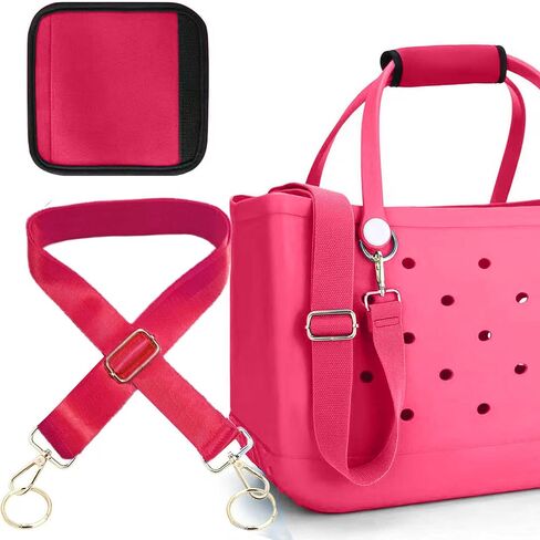 Multi-Purpose Strap Set for Bogg Bag, Adjustable Crossbody Strap + Neoprene Handle Bag, Travel and Beach Essentials Non-Slip Compression Shoulder Strap Accessory(Beige Floral) in Saudi Arabia
