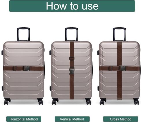 uxcell 4 Pcs Luggage Straps for Suitcases, Adjustable Luggage Connector Strap Buckle Travel Suitcase Bag Strap Belt Luggage Accessories for Travel Suitcase Bag Connect, Dark Brown in Saudi Arabia