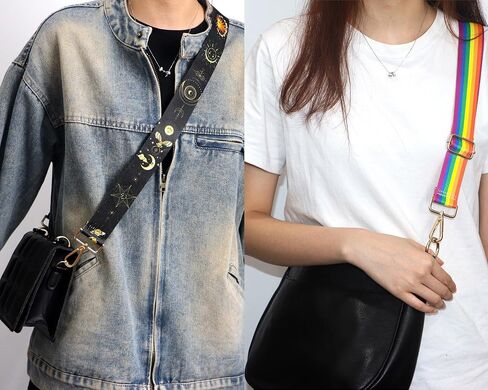 حزام محفظة Crossbody للنساء الرجال ، حزام حزام كيس بديل لكاميرا جيتار حقيبة اليد ، حزام كتف عريض القماش قابل للتعديل مع السنانير الذهبية in Kuwait