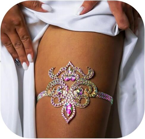 Sexy Rhinestone Leg Body Jewelry,Adjustable Elastic Band Crystal Leg Thigh Chain Bikini Party Crystal Thigh Chain Accessory Jewelry for Women in Saudi Arabia