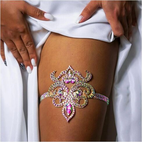 Sexy Rhinestone Leg Body Jewelry,Adjustable Elastic Band Crystal Leg Thigh Chain Bikini Party Crystal Thigh Chain Accessory Jewelry for Women in Saudi Arabia