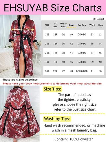 Sexy Plus Size Robe For Women, Fits 12W-20W, Long Silky Satin Robes Valentines Boudoir Sleepwear in Kuwait